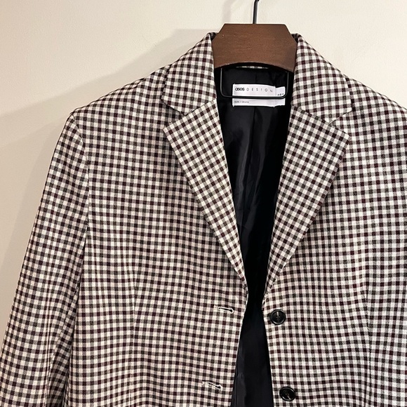 NWOT ASOS Long Line Checked Boy Blazer - Picture 2 of 15